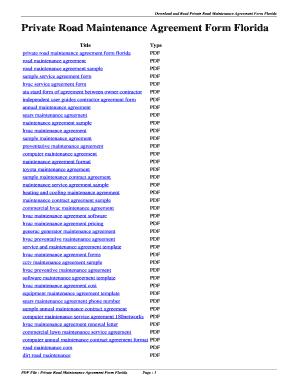Private Road Maintenance Agreement PDF  Form