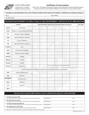 Certificate of Immunization Colorado Gov Mountainphoenix  Form