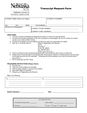 Transcript Request Form Ncta Unl Edu Ncta Unl