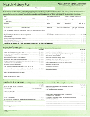 Ealth History Form ADA American Dental Association &#039;