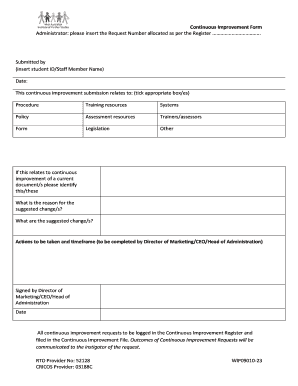 Continuous Improvement Form