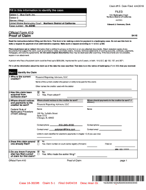 Form 410 Proof of Claim Example