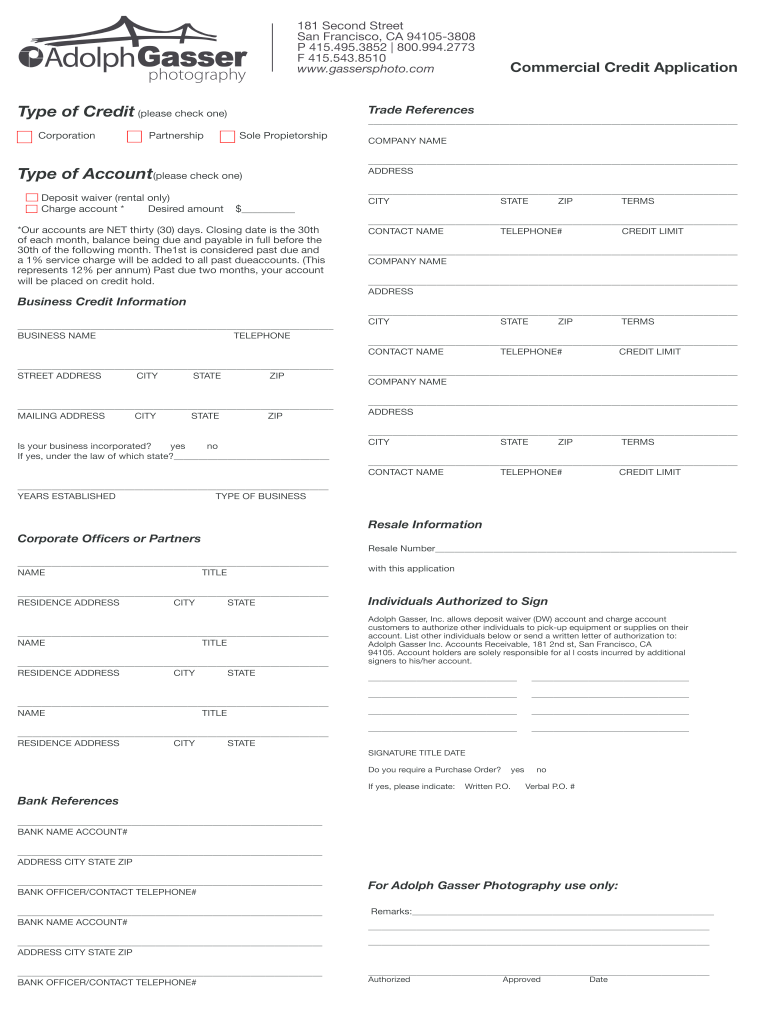 Get and Sign Commercial Credit App Adolph Gasser, Inc  Form