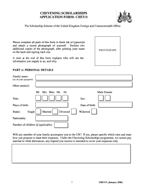 CHEVENING SCHOLARSHIPS APPLICATION FORM CHEV1