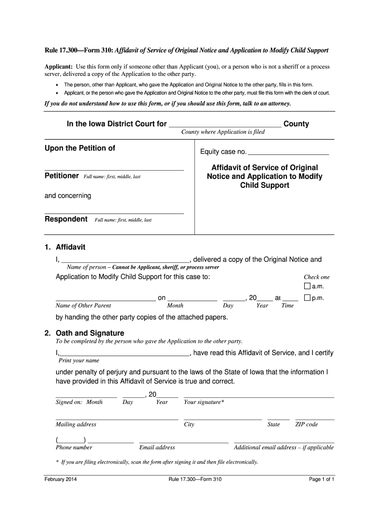 Form 310 Affidavit