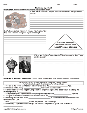 The Gilded Age Worksheet Answer Key PDF  Form