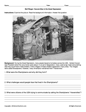 Great Depression Bell Ringer  Form