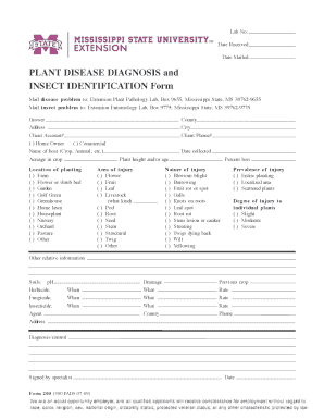 F205 Plant Disease Diagnosis and Insect Identification Form