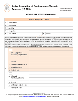 Iacts Membership  Form