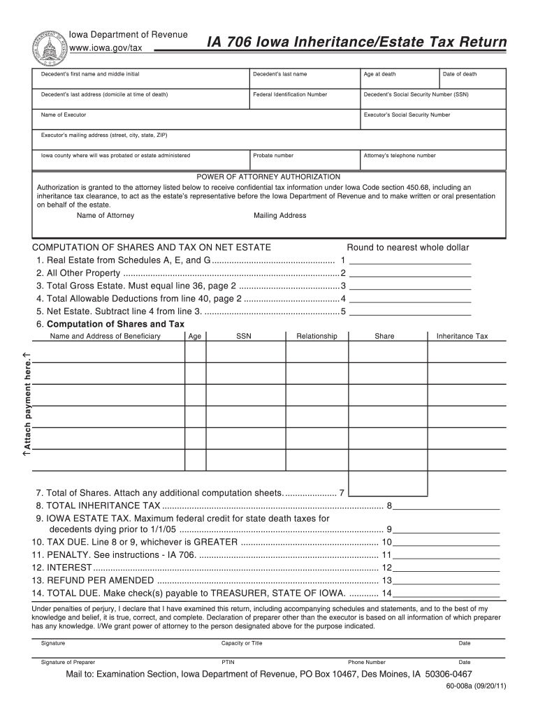 Get and Sign Iowa Inheritance Tax Form 2020-2022