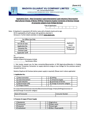 Application for Increase Electricity Load  Form
