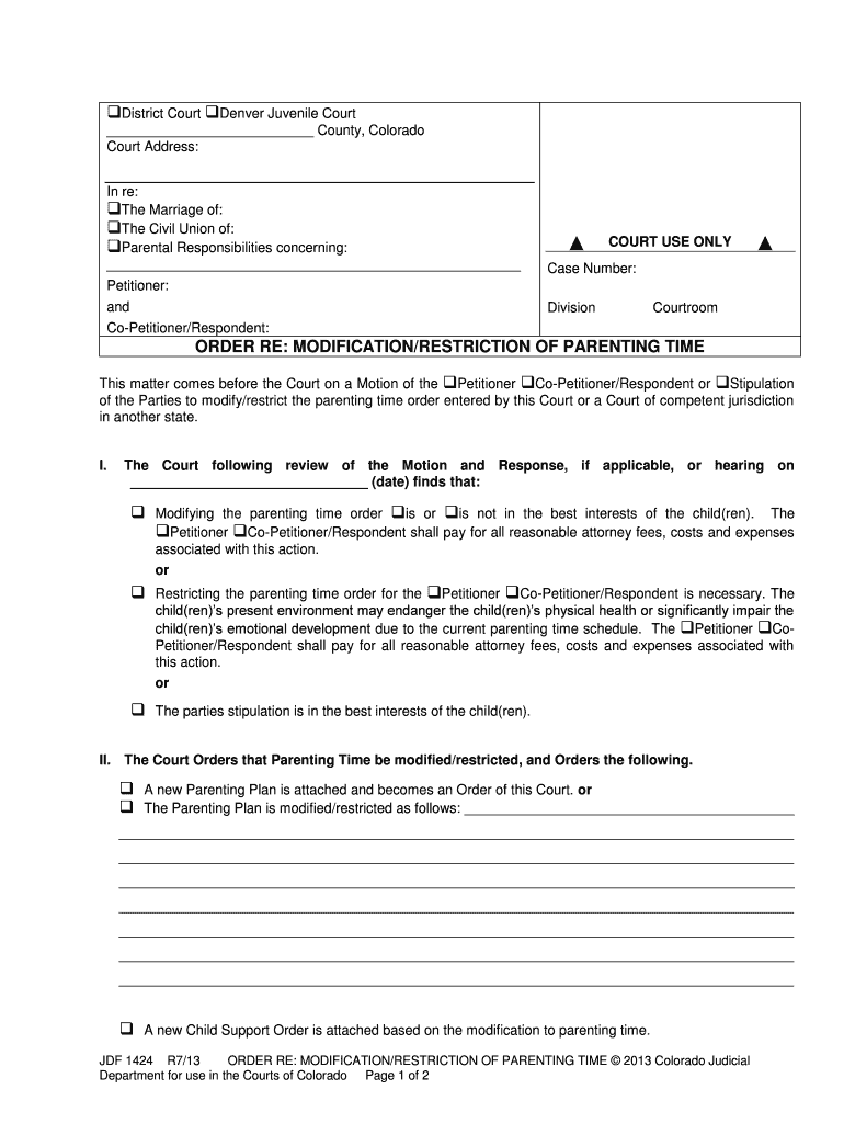 Co Order Modification Restriction  Form