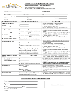  CERTIFICATE of REQUIRED IMMUNIZATIONS Country or and 2015-2024
