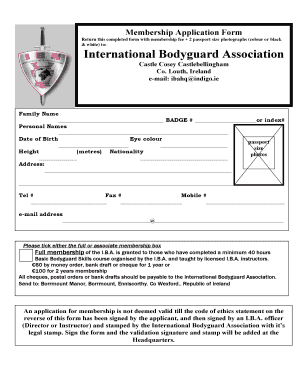 International Bodyguard Association  Form