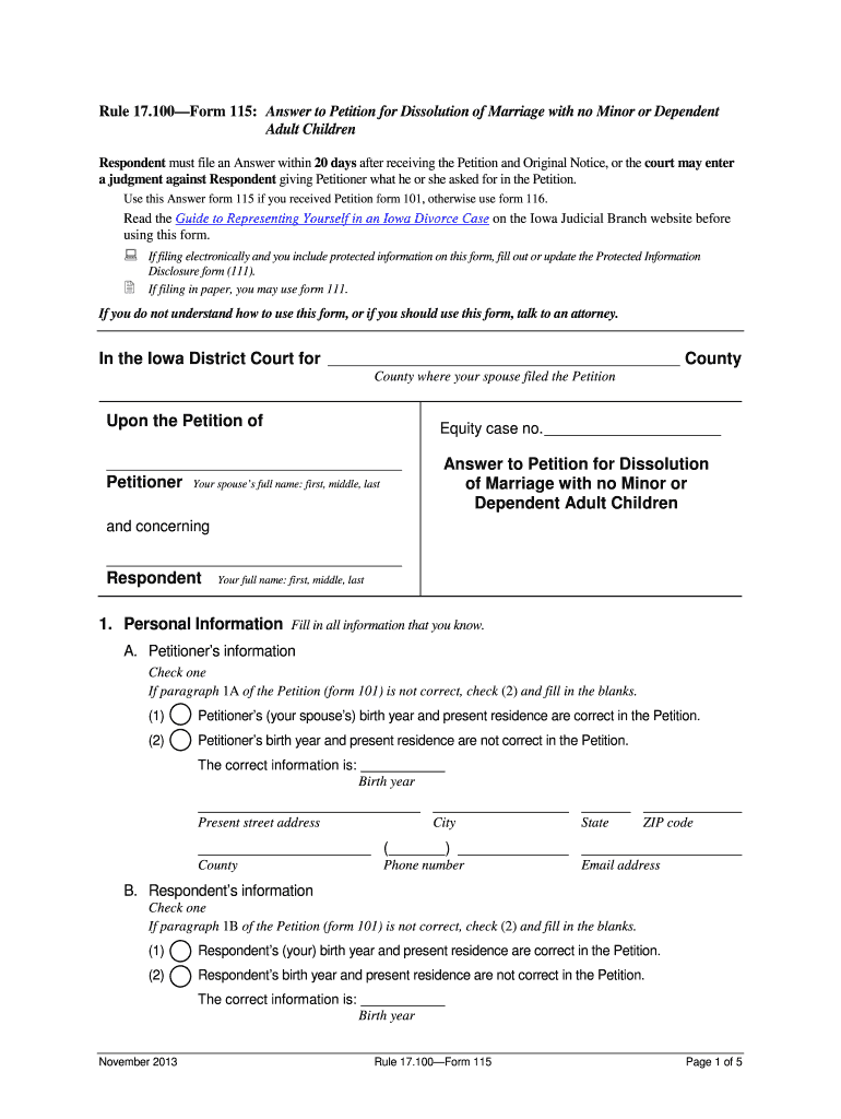 Form 115 Answer