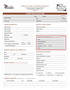  STUDENT REGISTRATION FORM Upper Canada District School 2016