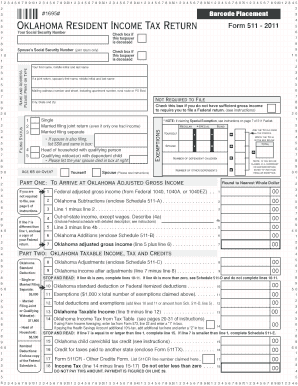 Get and Sign Oklahoma Resident Income Tax Return Form 511 2019-2022