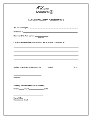 Accommodation Certificate  Form