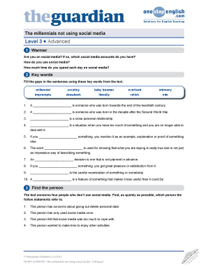 The Millennials Not Using Social Media Advanced Onestopenglish  Form