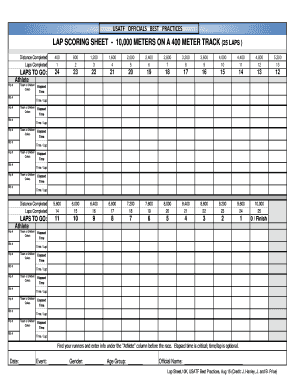 Lap Scoring Sheets  Form