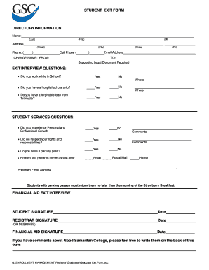 Student Exit Interview Template  Form