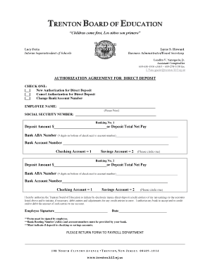 New Jersey Authorization Direct Deposit  Form