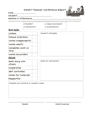 Parent Teacher Conference Report  Form