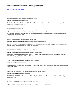 Lcsw Hours Tracking Form PDF