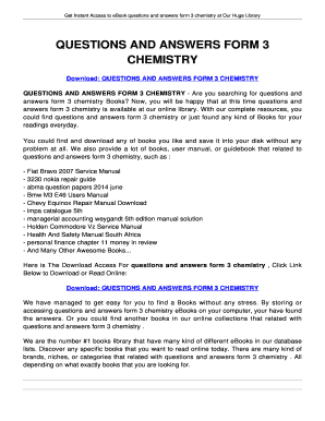 Form 3 Chemistry Questions and Answers PDF