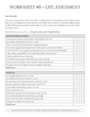 Life Assessment Worksheet  Form