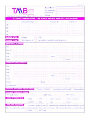 Tmb Account Opening Form Sample