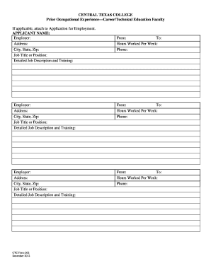 CTC Form 202 Central Texas College Ctcd
