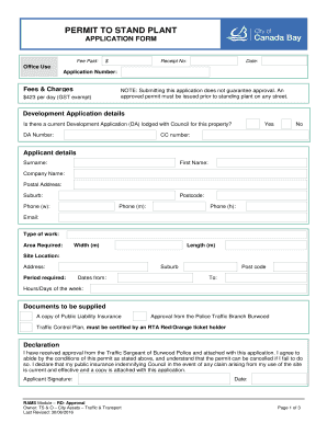 Permit to Stand Plant Application Form City of Canada Bay Edas Canadabay Nsw Gov