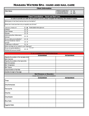 Pedicure Consultation Form