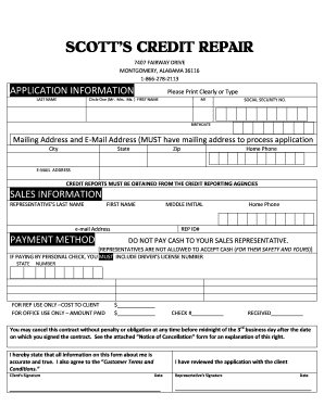 Repair Application Scott&amp;#39;s Credit Repair Scottscreditrepair  Form