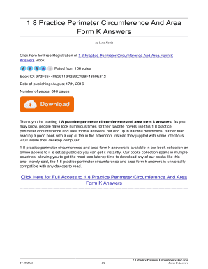 1 8 Practice Perimeter Circumference and Area Form K Answers