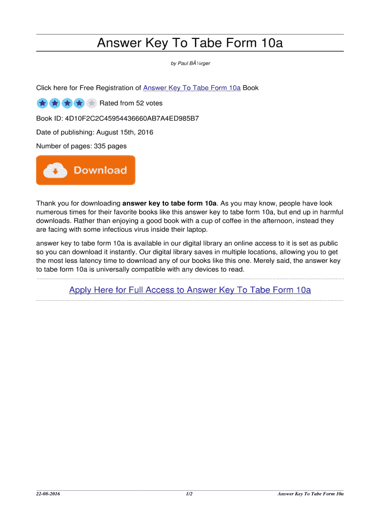 Answer Key to Tabe Form 10a Answer Key to Tabe Form 10a