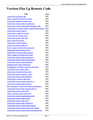 Fios Tv Remote Codes  Form