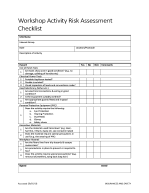 Risk Assessment Workshop Template  Form