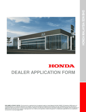 Honda Dealer Application  Form