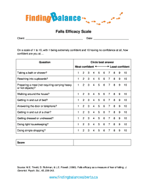 Tinetti Falls Efficacy Scale  Form