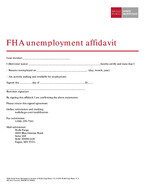 Fha Unemployment Affidavit  Form