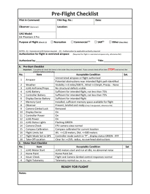 Pre Flight Checklist  Form