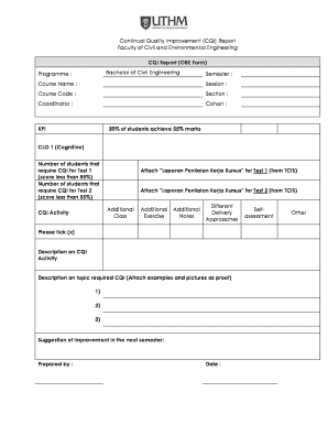 CQI Report OBE Form Faculty of Civil and Environmental Fkaas Uthm Edu