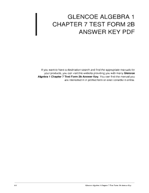 Glencoe Algebra 1 Chapter 7 Test Form 2b Answer Key