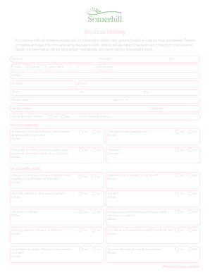 Medical History Somerhill Dental Practice Somerhilldental Co  Form