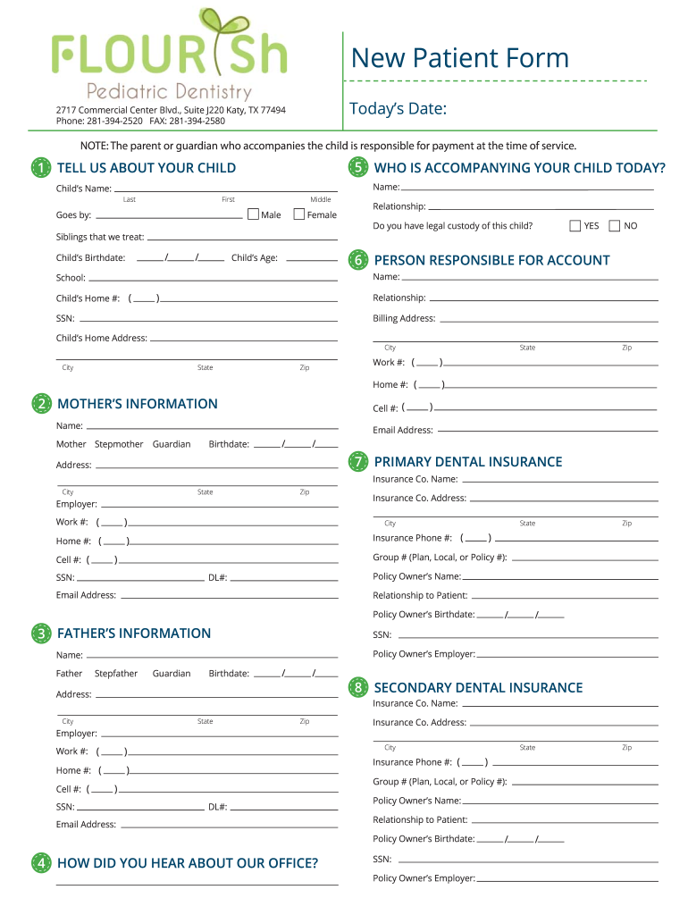 Pediatric Dentistry New Patient Forms