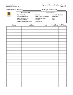 Used Oil Logs  Form