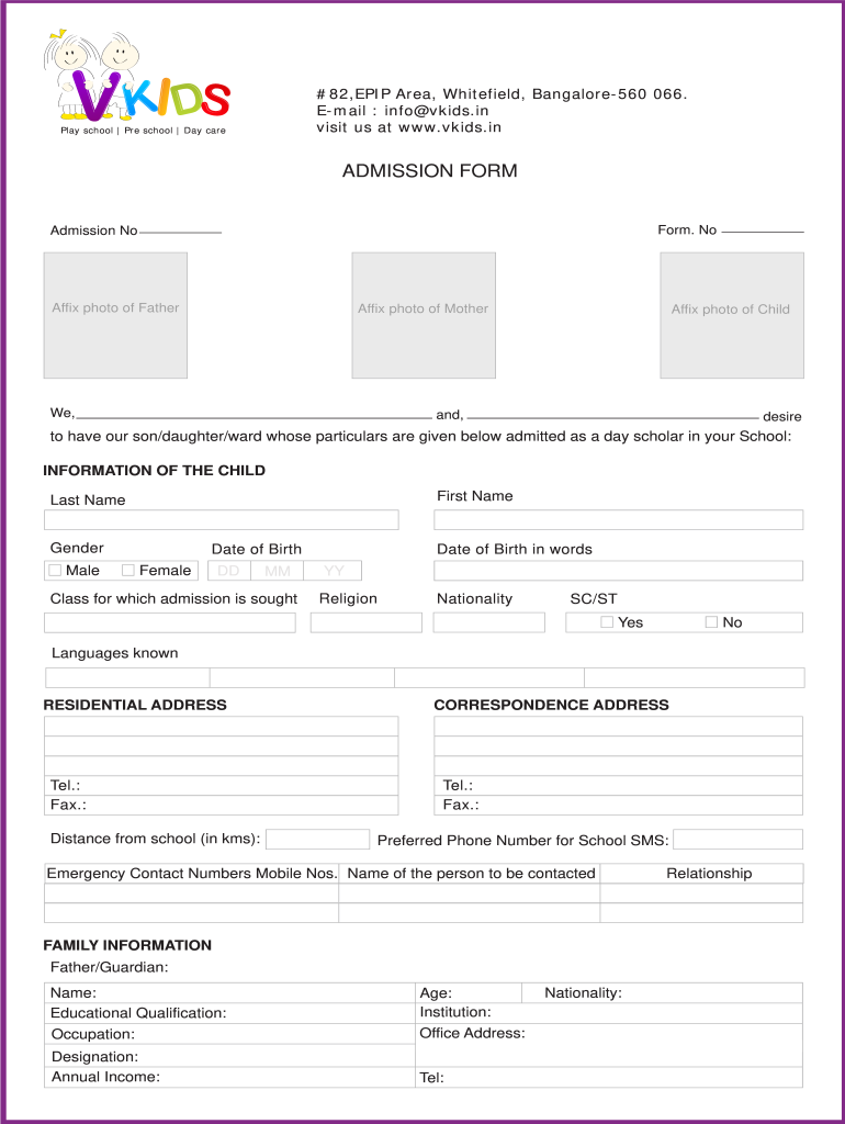 Get and Sign School Admission Form