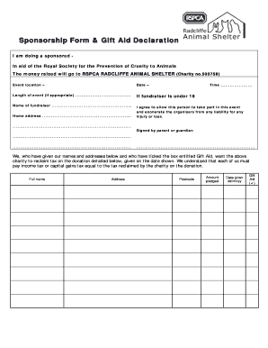 Rspca Radcliffe  Form